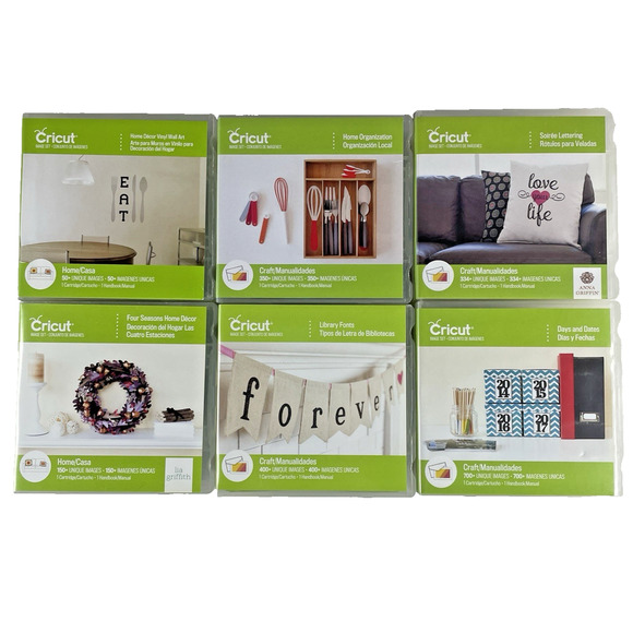 Cricut Cartridge Image Set x6 Labels Letters Decor Days & Dates LIKELY LINKED - Picture 1 of 7